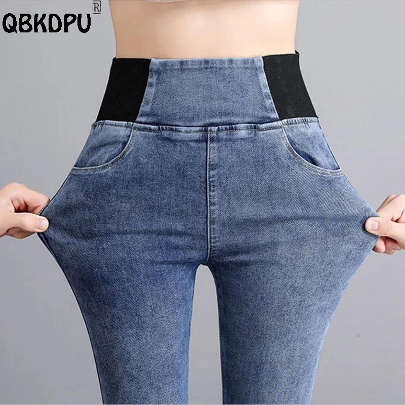 Plus Size 38 Elastic Waist Skinny Jeans Women Spring Slim Stretch Denim Trousers Vintage Pencil Pant Mom Pantalones De Mezclilla