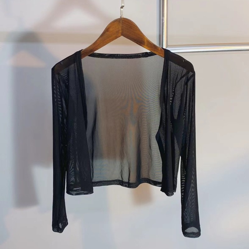 Short Mesh Cardigan Solid Cropped Open Stitch 5 Color Summer Sun Protection Soft Female Breathable Simple Beach  Sale