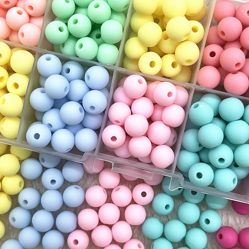 8mm 10mm Round Acrylic Matte Beads Loose Spacer Beads for Jewelry Making DIY Handmade Bracelets Accessory
