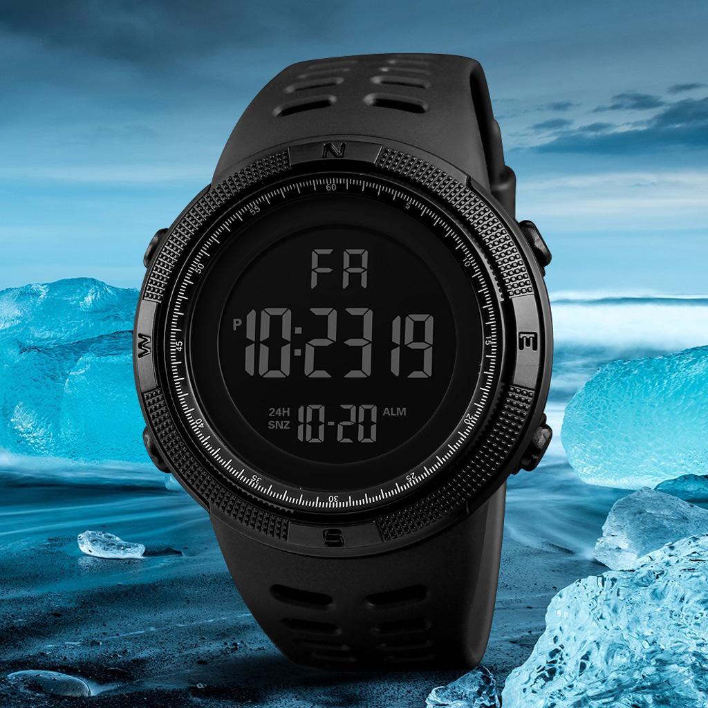 Sport Digital Round Watch Luminous LED Dial Casual Clock Outdoor Rubber Strap able Watch for Men