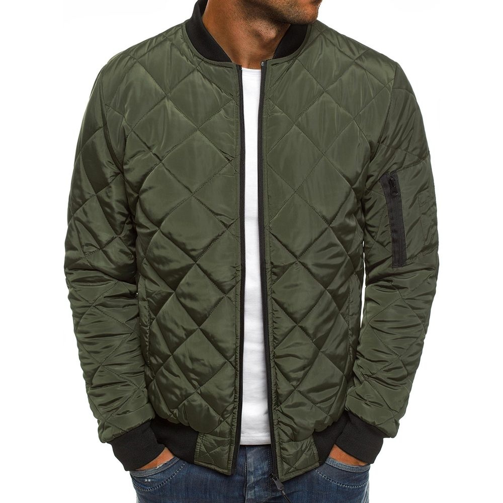  Winter Coat Men's Jacket Windproof Aviator  Collar Spring Autumn Casual Solid Color Quilted Warm Zipper S-3XL