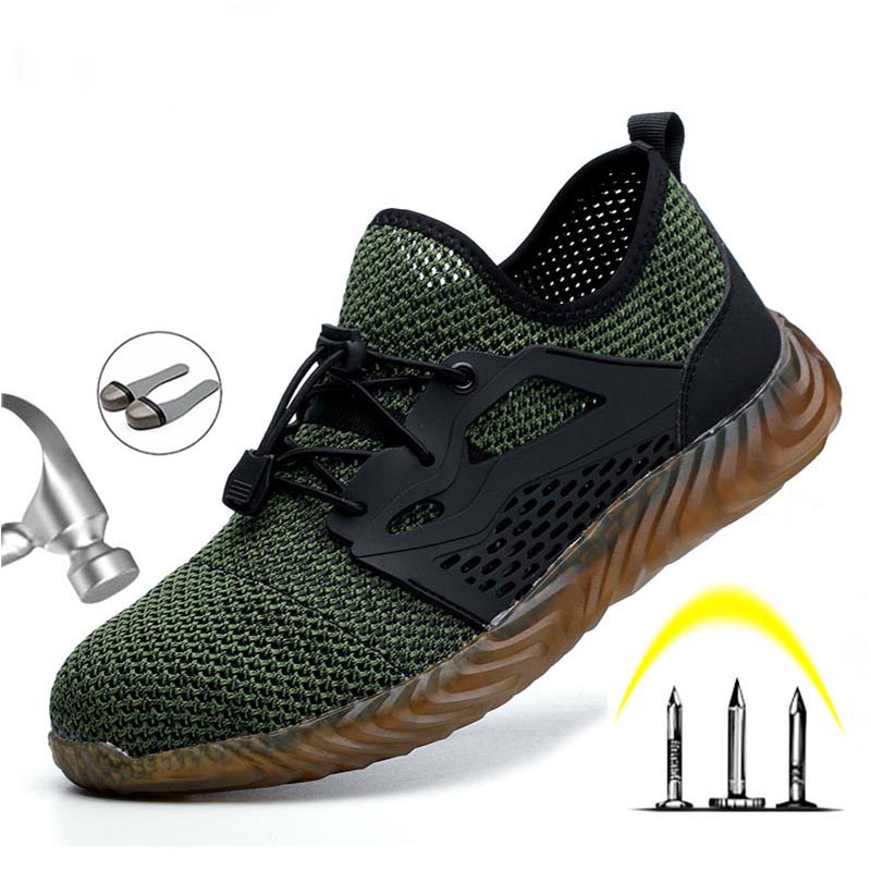 The Breathable Work Shoes Boots For Men Protective Steel Toe Cap Boots Anti-Smashing Construction Safety Work Sneakers