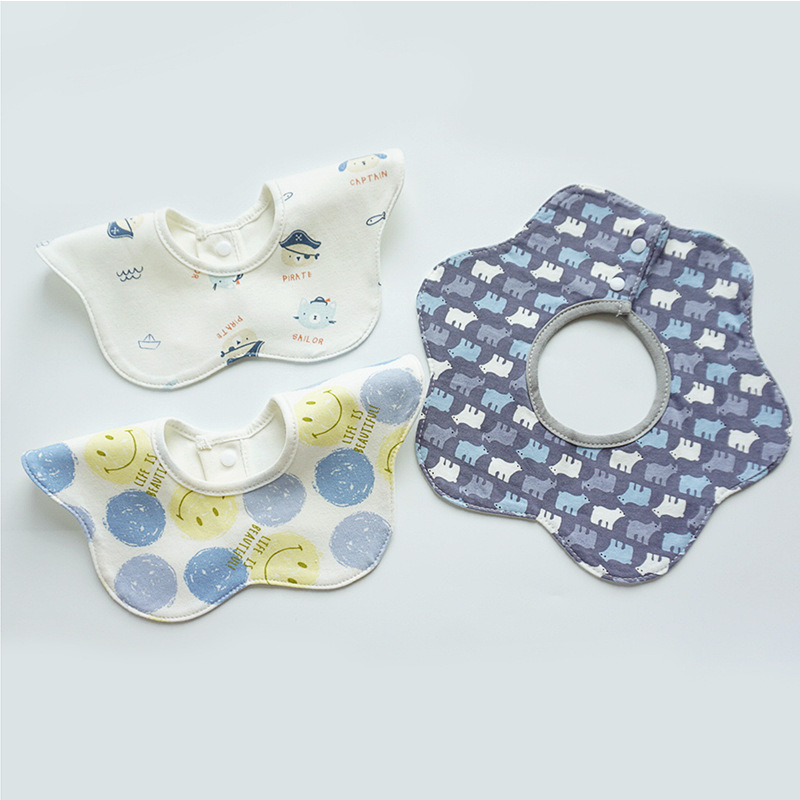 360 Rotating Baby Bib Cotton Baby Saliva Towel Waterproof Versatile Saliva Bib A Set of 3