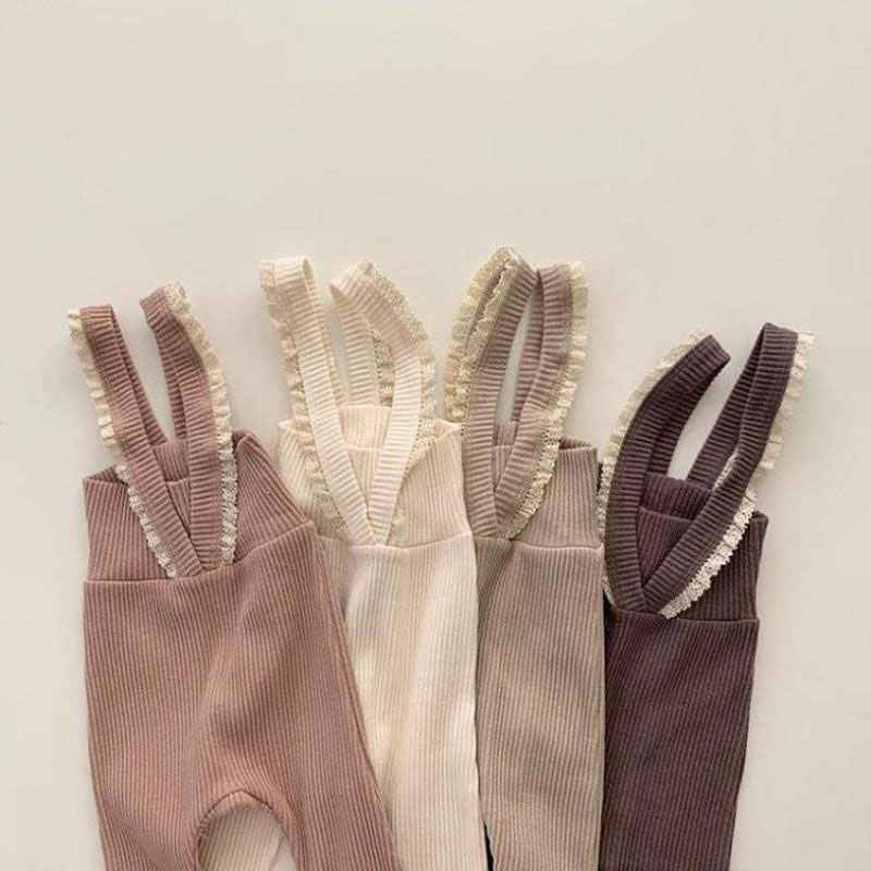 0-24M Newborn Kid Baby Girls Clothes Cotton Lace Overalls Elegant Stretch Pants Cute Sweet Bowknot Lovely Trousers Baby Outfit