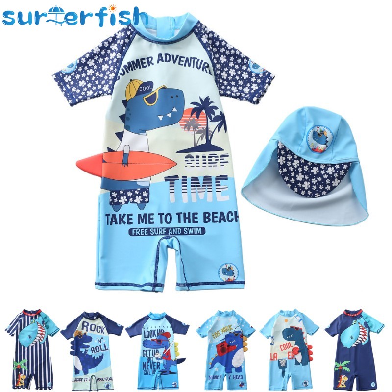 Shorty Wetsuit   Dinosaur Swimming  Baby Swimwear diving suit for kids Sunscreen Surfing Scuba Diving Wet Suit