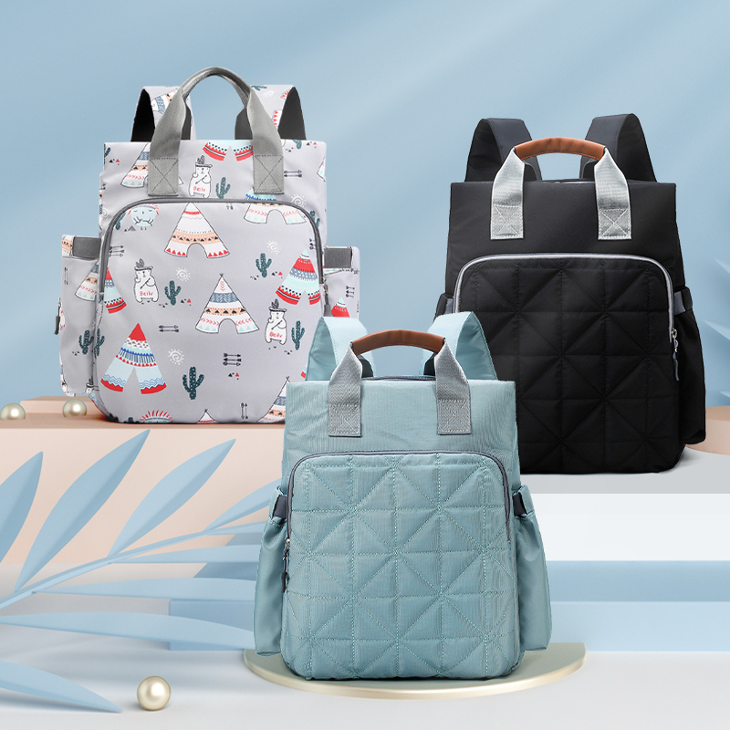 LANBENA Umaubaby Nylon Solid Diaper Bag Backpack Mummy Travel Handbag Baby Stroller Bag Organizer Maternity Nappy Bag Waterproof
