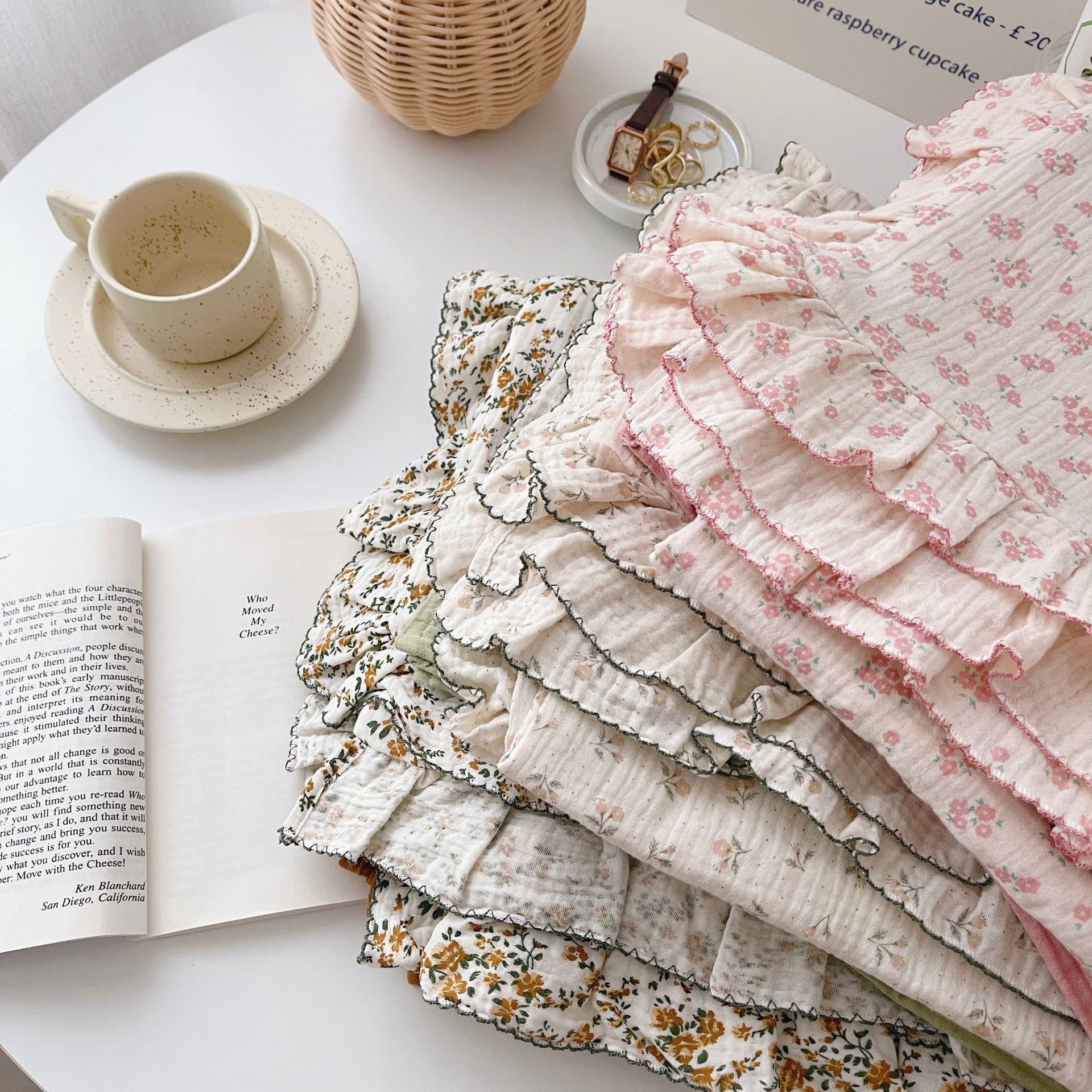  Vintage Floral Printed Ruffled Cotton Baby Duvet Cover Kids Children Infant Cot Crib Duvet Covers Quilt Cover Bedding