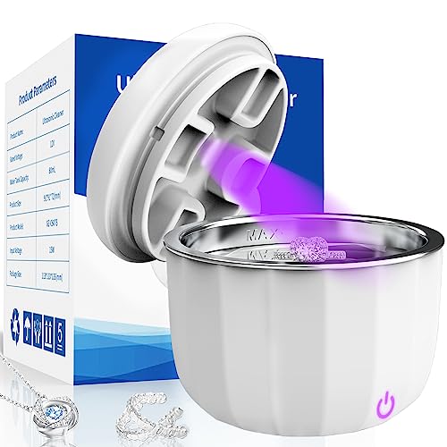 Portable Ultrasonic Retainer Cleaner,Cleans with just water,42kHz Mini Cleaning Machine for all Dental Appliances,Jewelry,Diamonds,Aligner,Whitening Trays,Night Dental Mouth Guard(2024 Upgraded)