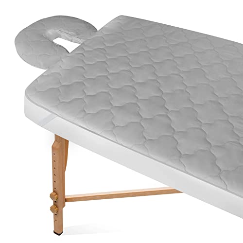 2-Piece Waterproof Massage Table Sheet Set, Extra Soft, Cushy, for Massage Tables, Includes Massage Fitted Sheet and Face Rest Cover, Grey