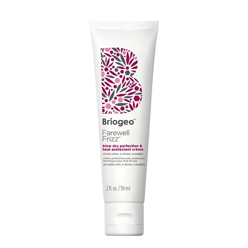 Briogeo Farewell Frizz Blow Dry Perfection & Heat Protectant Crème, Anti Frizz Hair Cream with Argan Oil for Styling, Silicone-free, Heat Protectant, Smooths Hair, Vegan, Cruelty-Free