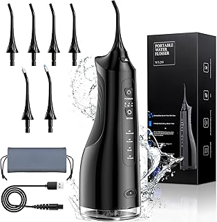 Water Dental Flosser Teeth Pick,Portable Cordless Oral Irrigator for Teeth Cleaning,4 Modes & 3 Intensities,310ML,IPX7 Waterproof,Rechargeable Water Flosser for Braces,Bridges,Gum Care-Black