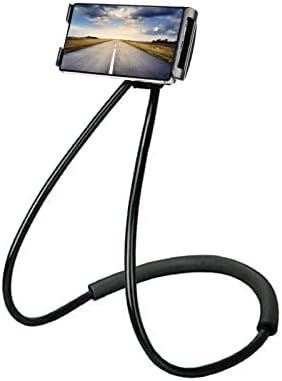 Universal Smart Mobile Phone Stand,Hanging on Neck Cell Phone Mount Holder, Flexible Lazy Bracket DIY Free Rotating for Multiple Functions (Black) (Black)